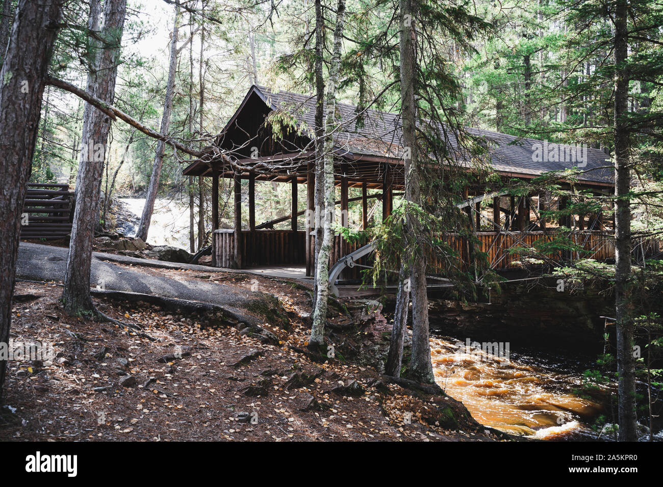 Historic covered bridge at Amnicon Falls State Park in South Range