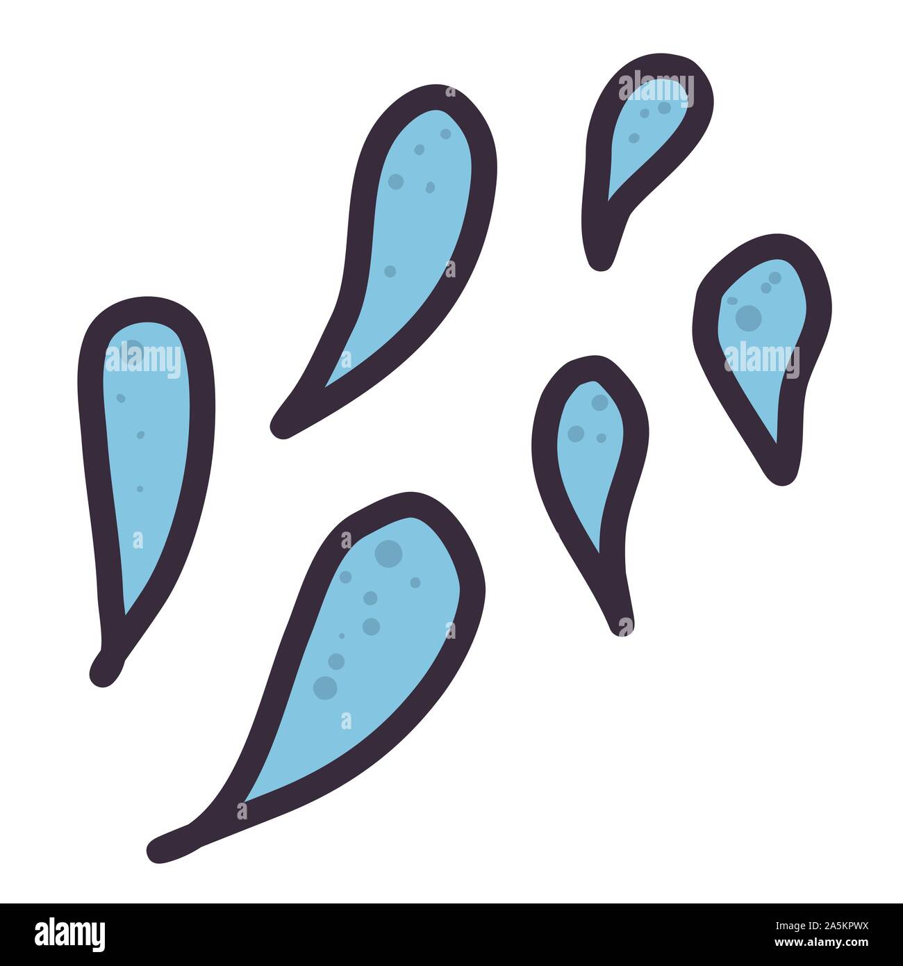 Blue water drop set on white background. Isolated vector illustration. Stock Vector
