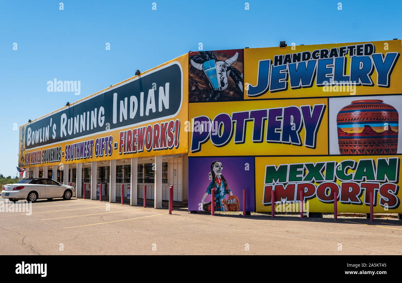 Bowlin’s Running Indian, Bowlin's Travel Centers, souvenir curio shop selling tourist items and gifts on US Highway 54, Alamogordo, New Mexico. Stock Photo