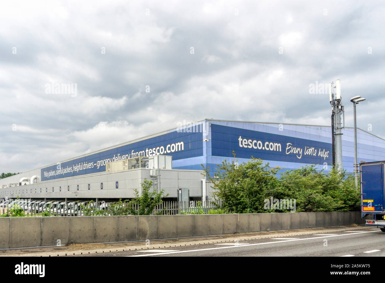 Tesco Distribution Centre at Waltham Cross on the M25 motorway in North London. Stock Photo