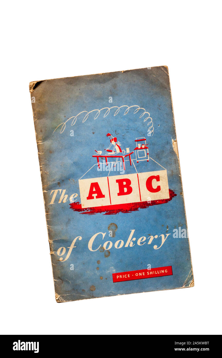 A much used stained & battered copy of The ABC of Cookery published by the Ministry of Food in 1945. Stock Photo