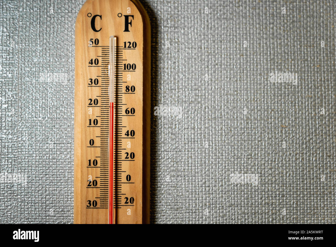 temperature gauge / thermometer on the white wall - analog temperature gauge  close up Stock Photo - Alamy