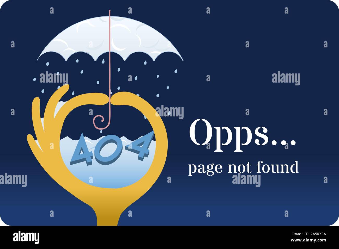 404 error page with mini storm metaphor. Vector illustration. Stock Vector