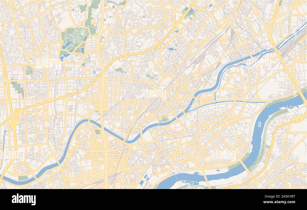 Printable street map of Suita, Prefecture Osaka, Japan. Map template ...
