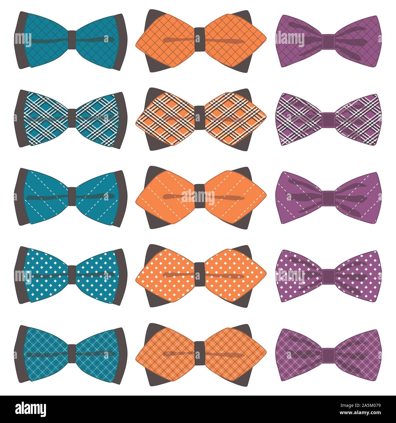 illustration on theme big colored set ribbon different types bow tie various size ribbon pattern consisting of collection textile garments bow tie f stock vector image art alamy
