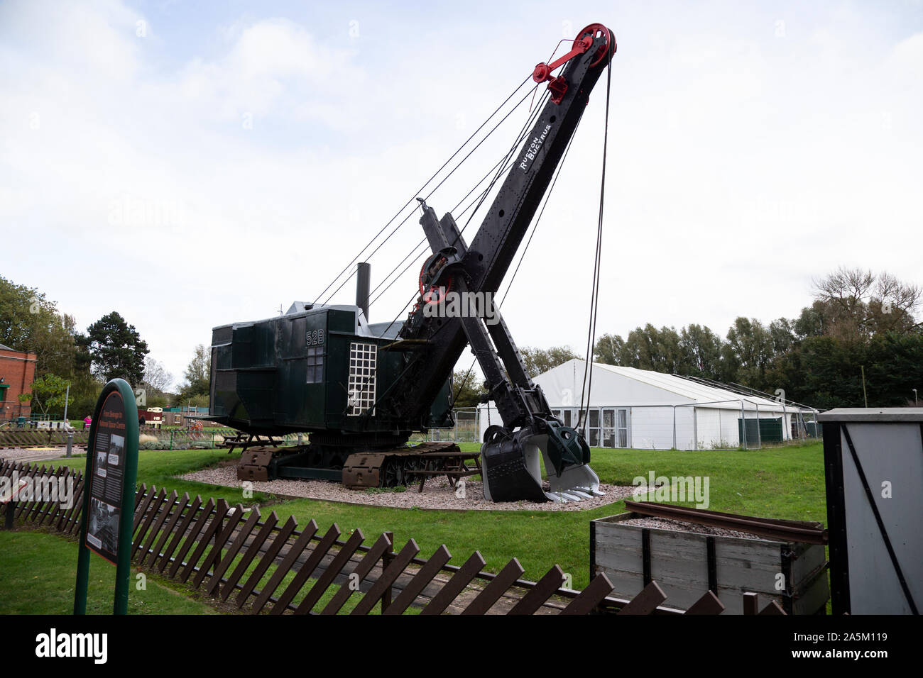 Static exhibit of a Ruston Bucyrus 52B Steam Quarry shovel on display at Abbey Pumping Station, Leicester Stock Photo