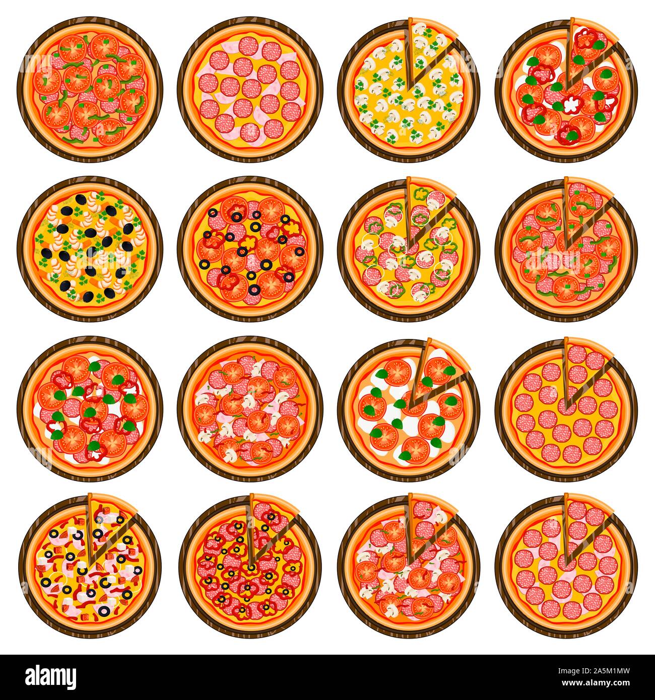 Cartoon italian pizza ingredients Stock Vector Images Alamy