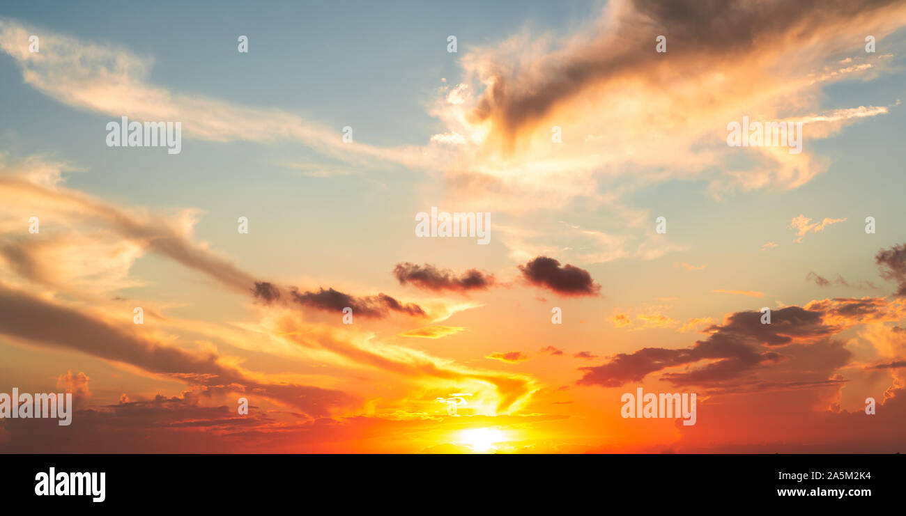 Dramatics red sunset or sunrise sky for background Stock Photo