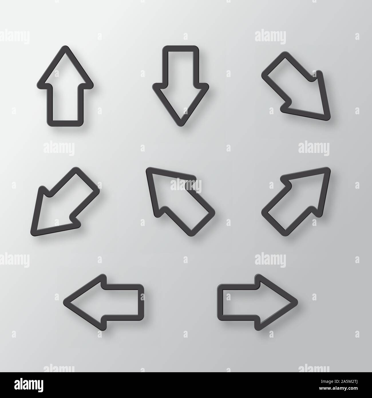 Set of black arrows with shadow. Vector illustration Stock Vector Image ...
