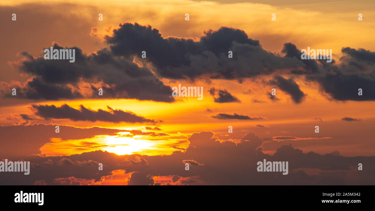 Dramatics red sunset or sunrise sky for background Stock Photo