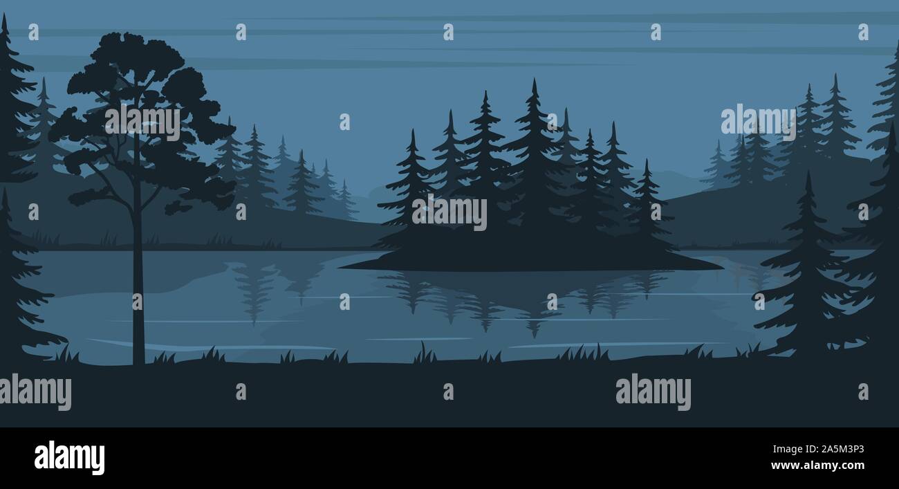 Summer night forest Stock Vector