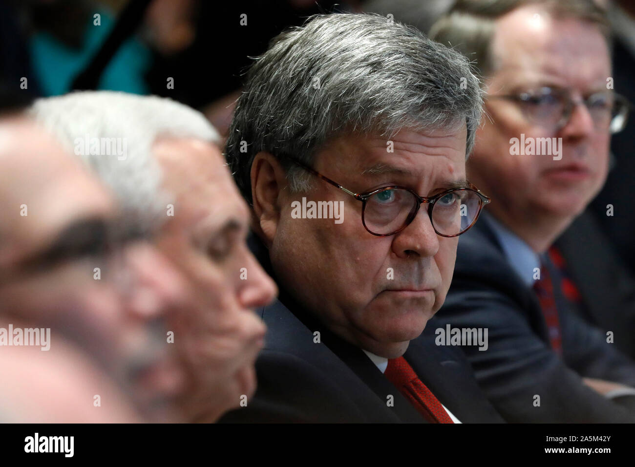 United States Attorney General William P. Barr attends a Cabinet Meeting at the White House in Washington, DC on October 21, 2019. Credit: Yuri Gripas/Pool via CNP /MediaPunch Stock Photo