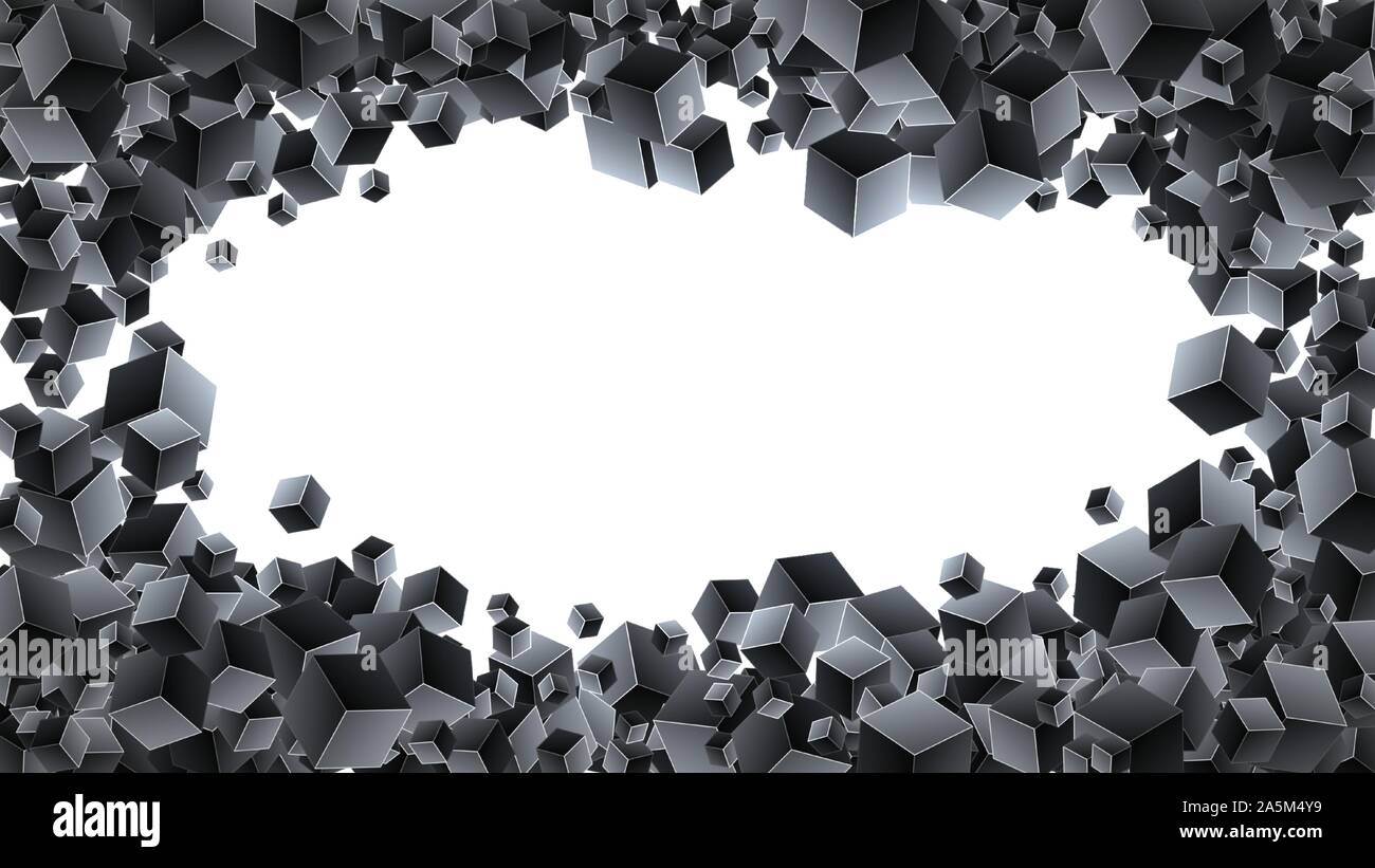 Abstract 3d cubes background. Black background with geometric cubes ...