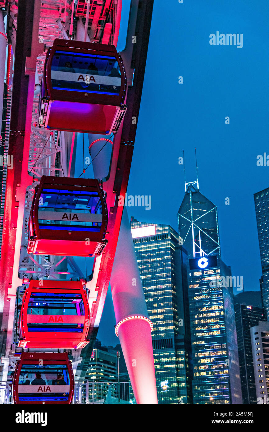 The Hong Kong Observation Wheel and Central District skyline from the