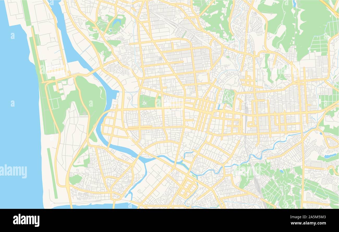 Printable street map of Akita