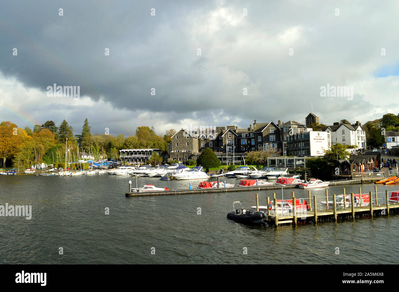 Bowness-on-Windermere is a town on the bank of Lake Windermere in Cumbria Stock Photo