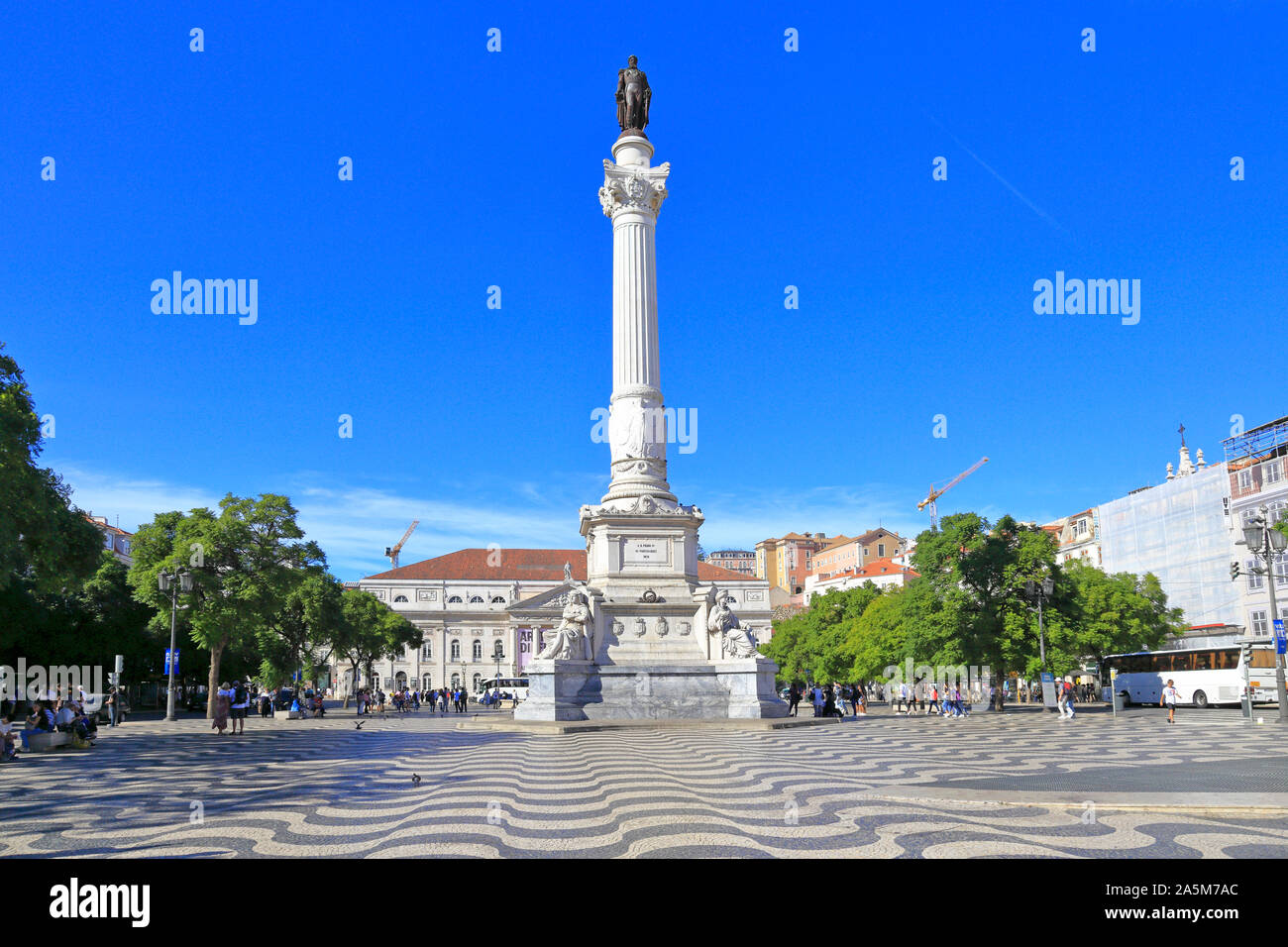 Dom Pedro lV monument in Rossio Square, Lisbon, Portugal. Stock Photo