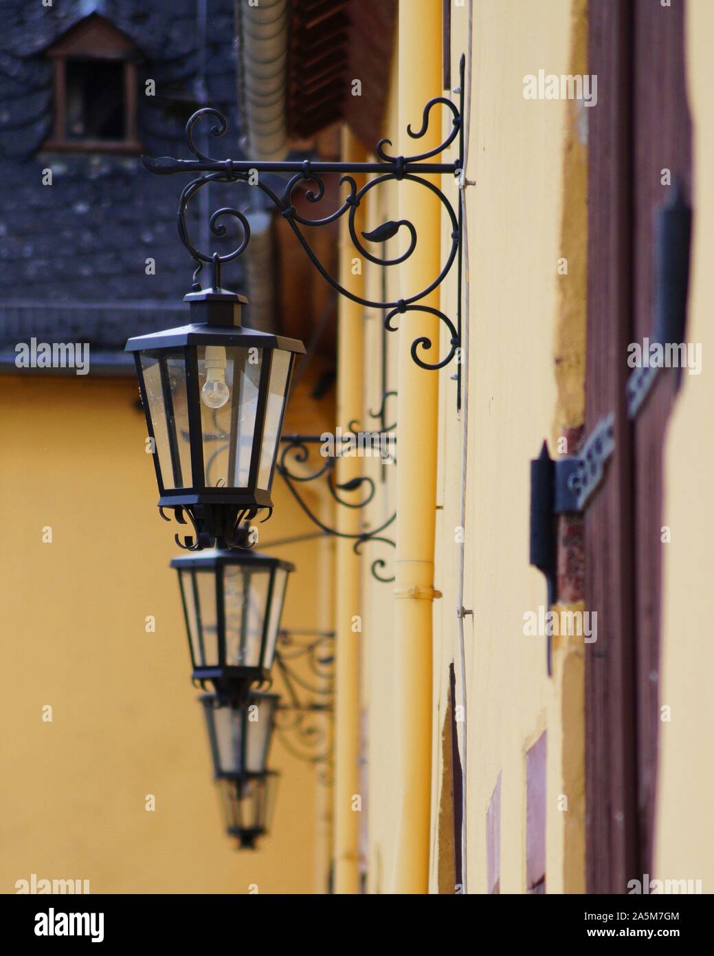 Nice lanterns on a wall Stock Photo