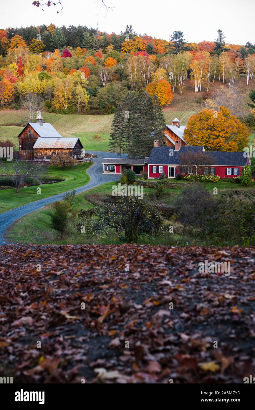 Fall foliage at Vermont's famous Sleepy Hollow Farm. Stock Photo