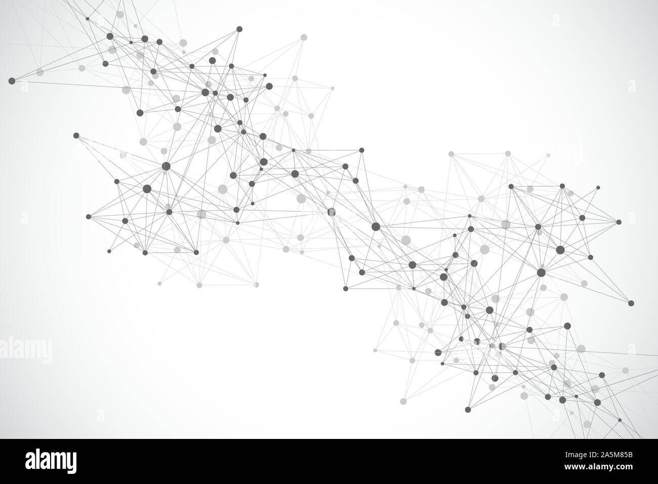 Technology abstract background with connected line and dots. Big data visualization. Perspective backdrop visualization. Analytical networks. Vector Stock Vector