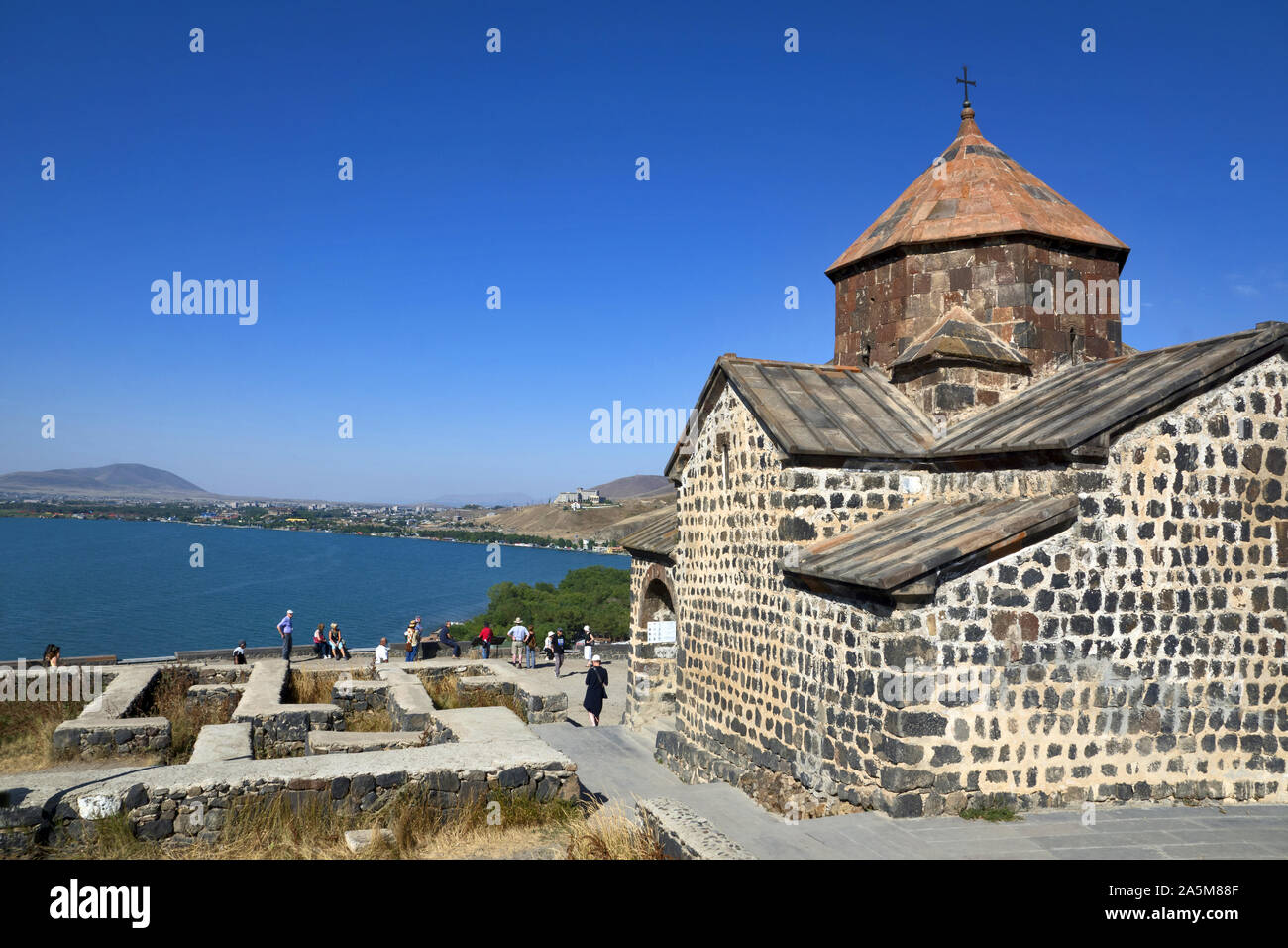 Armenia: Sevanavank monastery and lake Sevan Stock Photo