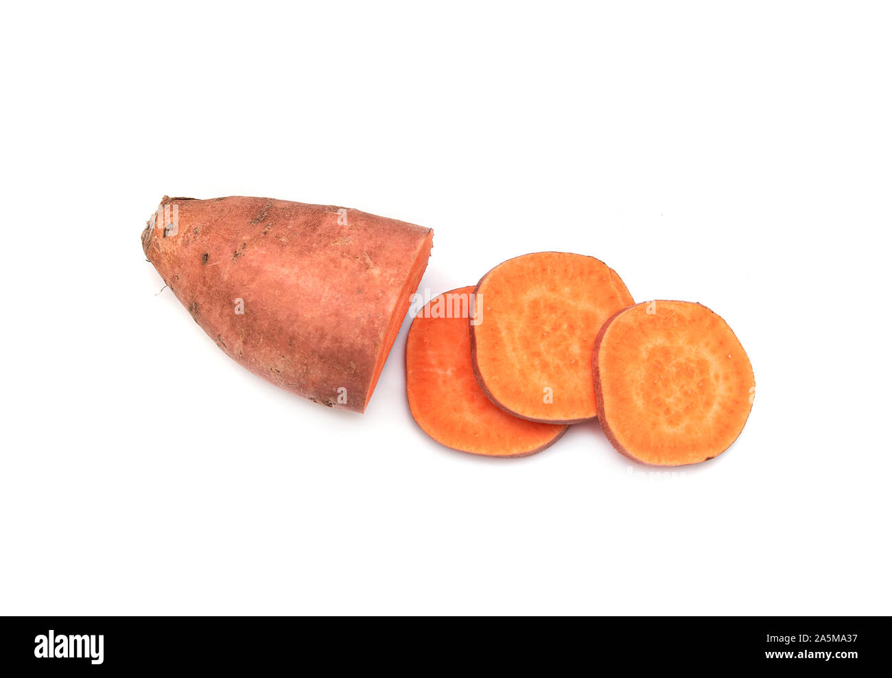 Sweet Potato, Potatoes, Potato yam or Ipomoea Batatas isolated on white Background Stock Photo