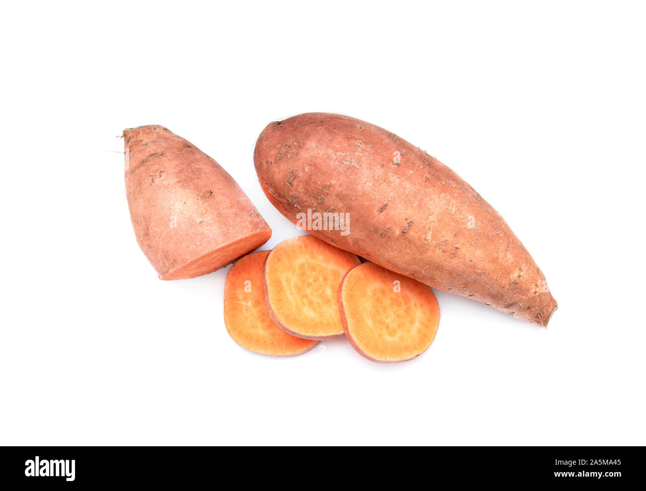 Sweet Potato, Potatoes, Potato yam or Ipomoea Batatas isolated on white Background Stock Photo