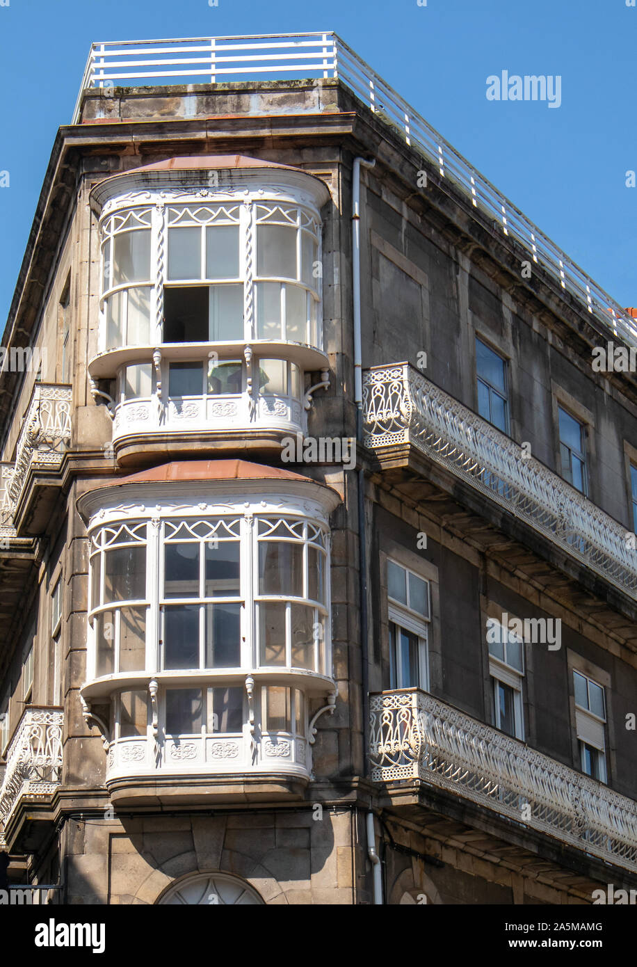 Old building in the center of Vigo, Spain Stock Photo