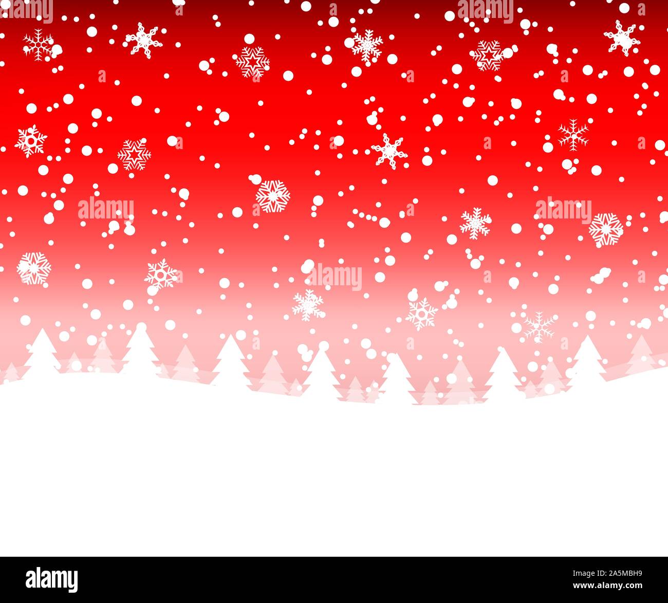 Christmas snow forest with Christmas trees and snowflakes Stock Vector