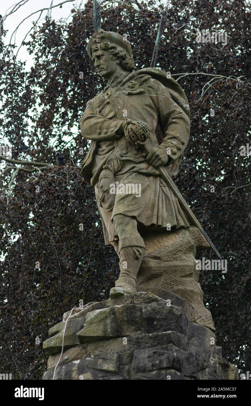 The Black Watch statue in Aberfeldy in the Scottish Highlands of Scotland UK. This monument was erected in 1887 Stock Photo