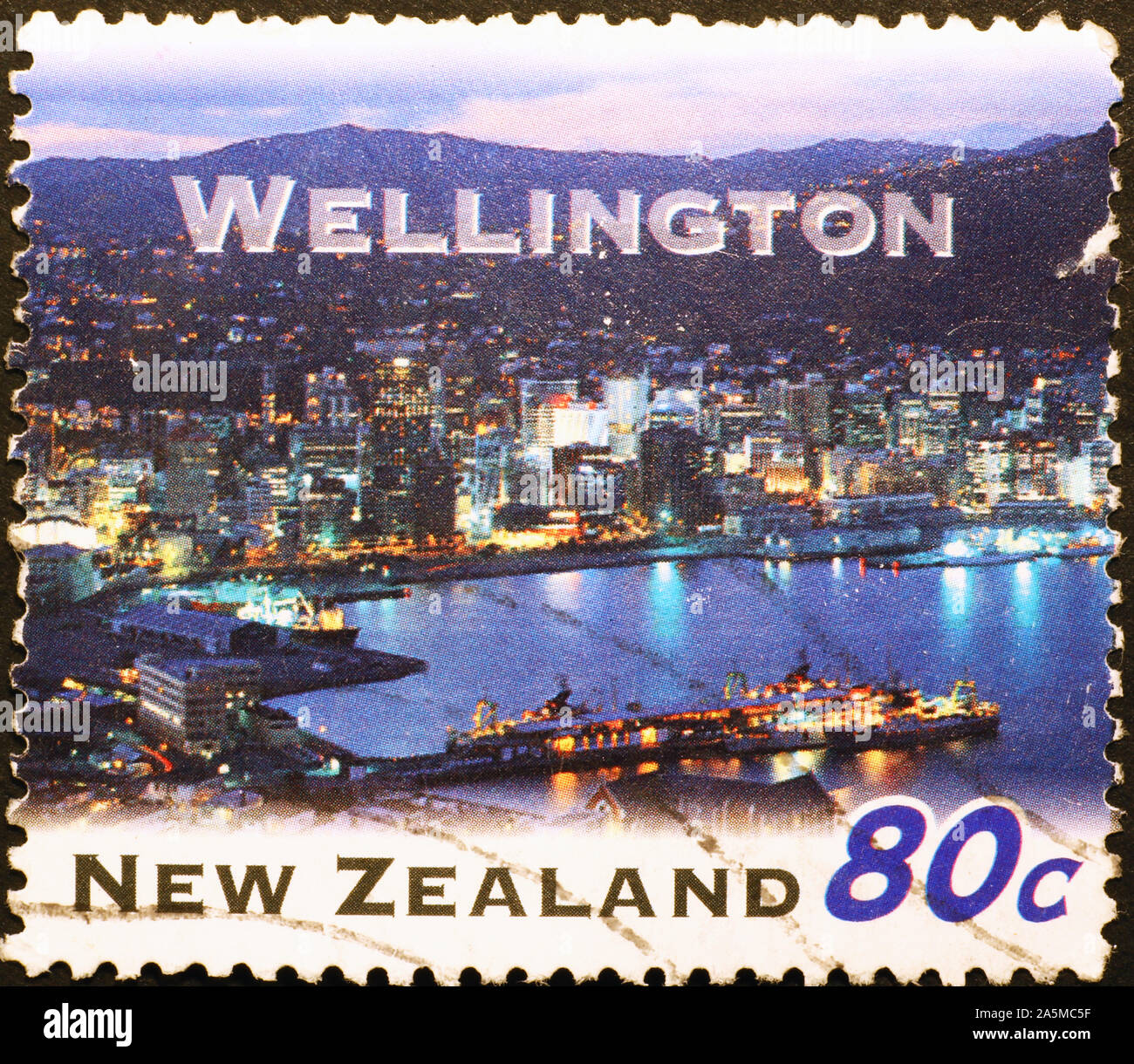Bay of Welington on New Zealand postage stamp Stock Photo - Alamy