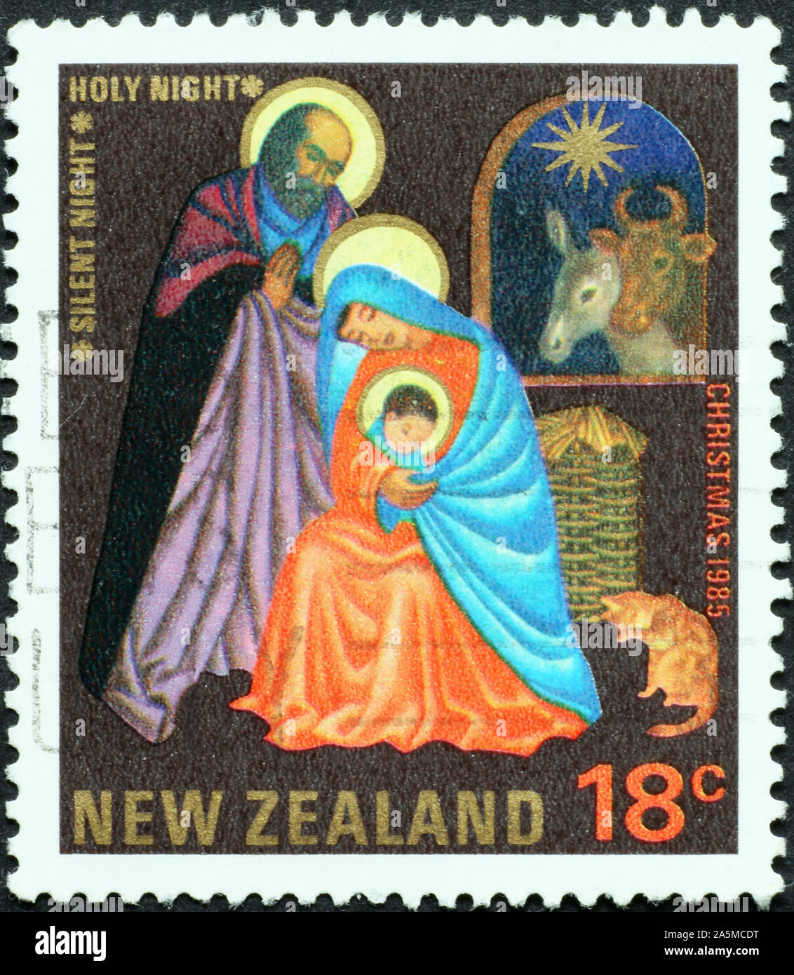 Nativity on New Zealand postage stamp Stock Photo Alamy