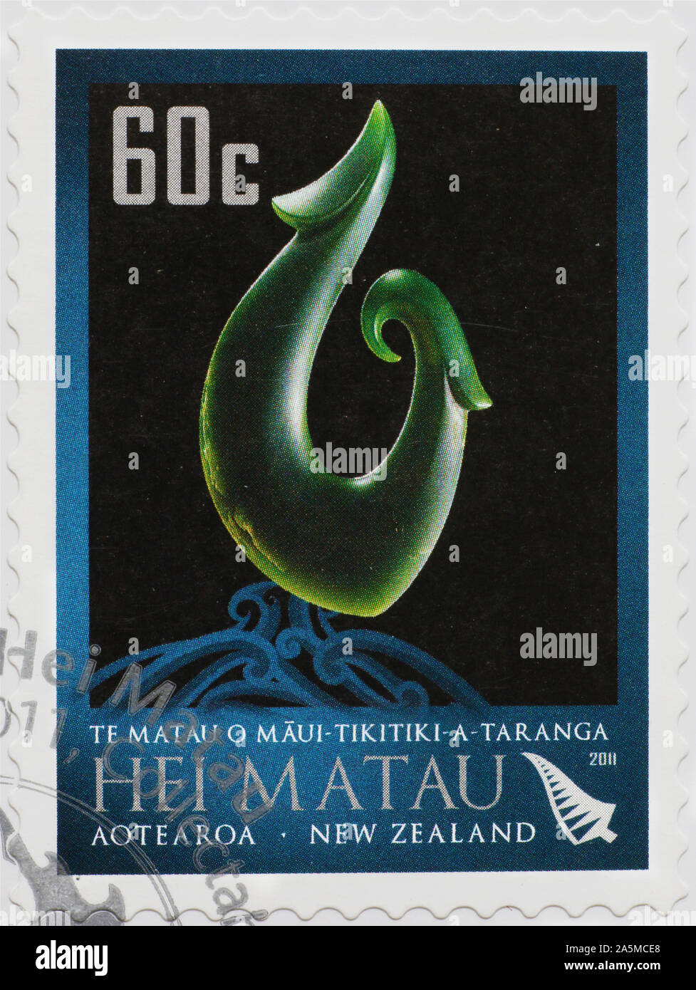 New Zealand hook on postage stamp Stock Photo Alamy