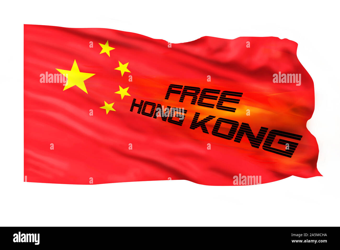Free Hong Kong pro-independence movement with flag. Stock Photo