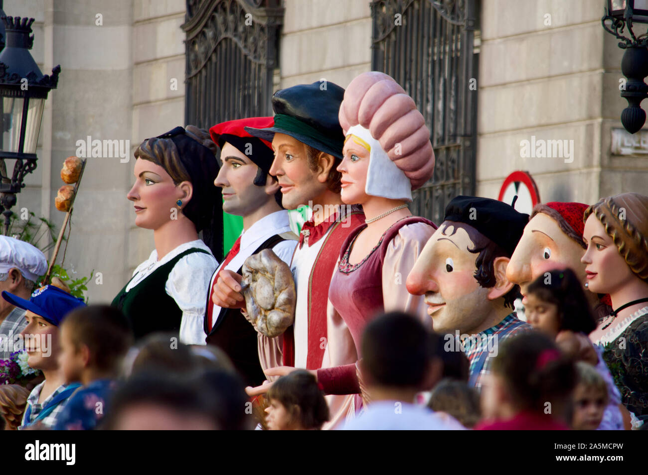 The Giants Parade during La Merce Festival 2019 at Placa de Sant Jaume in Barcelona, Spain Stock Photo