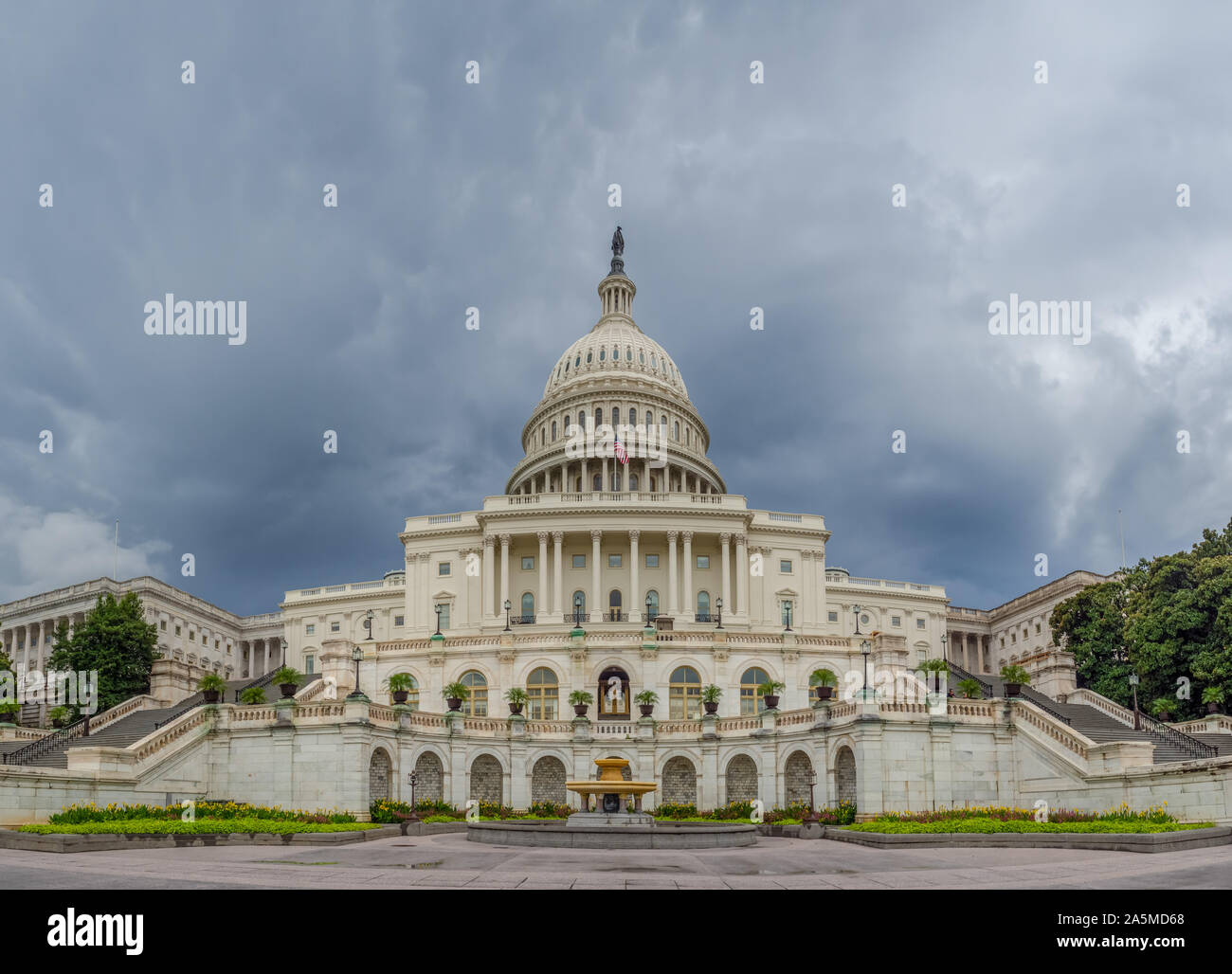 Washington DC, District of Columbia [United States US Capitol Building, shady cloudy weather before raining, faling dusk, ] Stock Photo