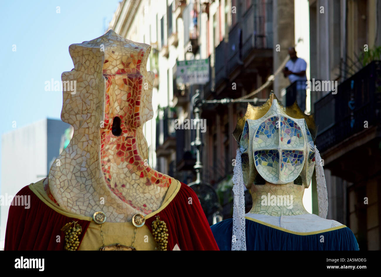 The Giants Parade during La Merce Festival 2019 at Placa de Sant Jaume in Barcelona, Spain Stock Photo