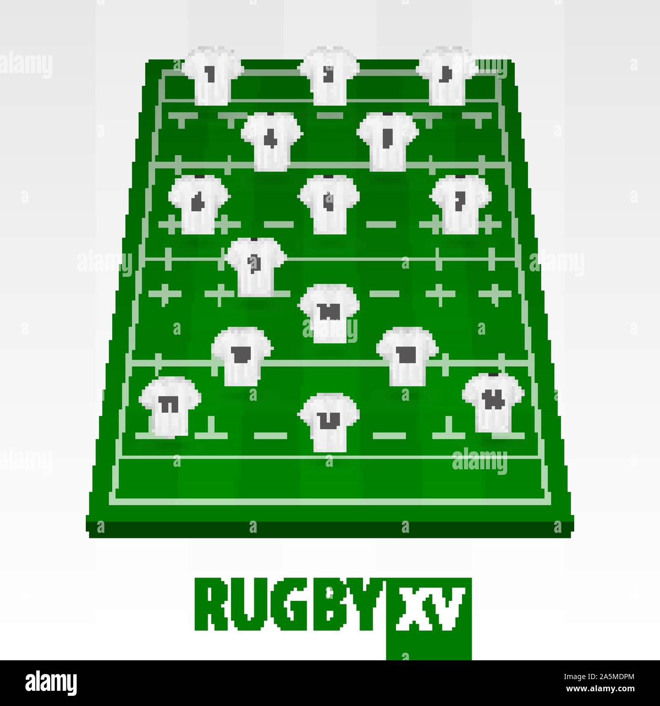 Rugby Field With Player Position Green Rugby 15 Field Vector Illustration 2A5MDPM 