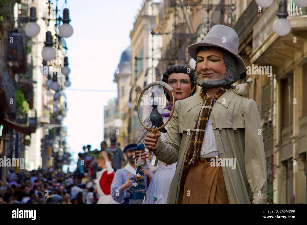 The Giants Parade during La Merce Festival 2019 at Placa de Sant Jaume in Barcelona, Spain Stock Photo