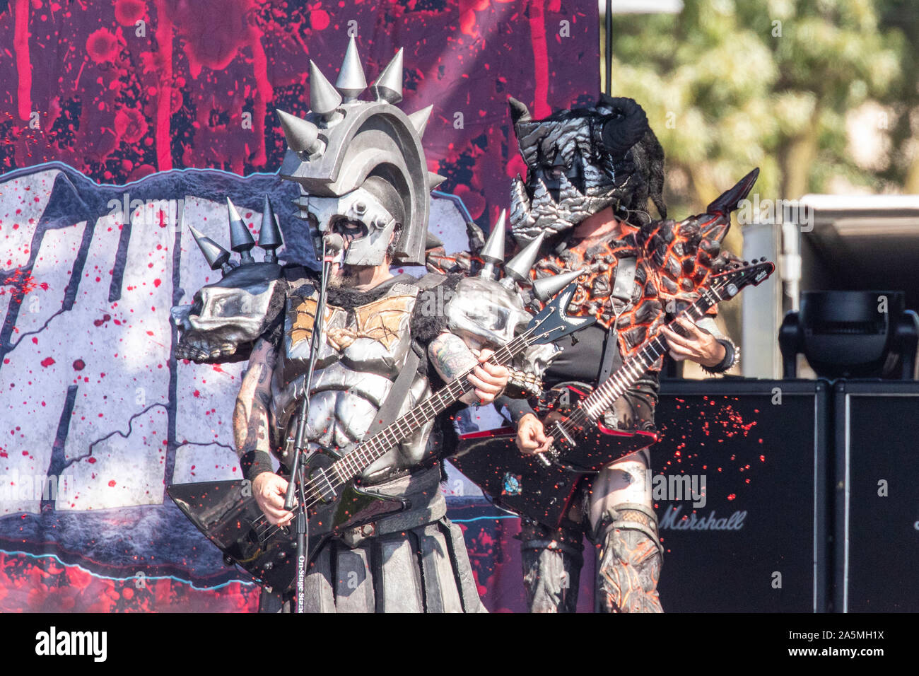 September 14, 2019, Chicago, Illinois, U.S: BEEFCAKE THE MIGHTY (CASEY ORR) and BALSAC THE JAWS OF DEATH (MIKE DERKS) of Gwar during the Riot Fest Music Festival at Douglas Park in Chicago, Illinois (Credit Image: © Daniel DeSlover/ZUMA Wire) Stock Photo