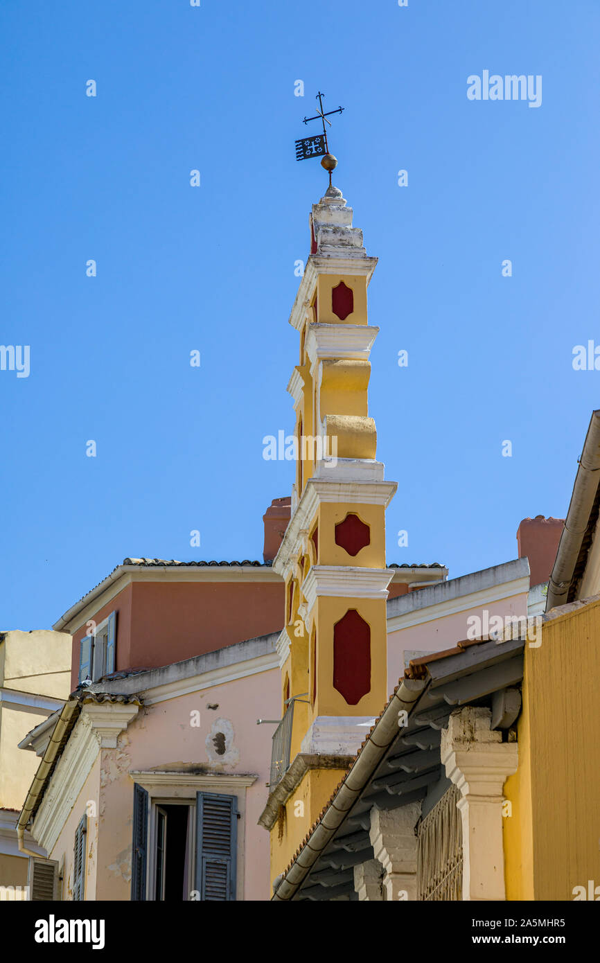 In the streets of Kerkira, the capital of Corfu, Greece Stock Photo