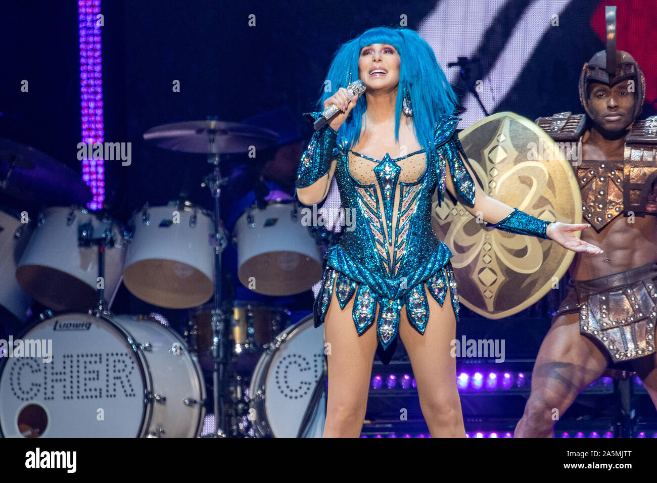 London, UK. 21 Oct 2019, Cher performs on stage during the Here We Go Again Tour at the O2 Arena   Jason Richardson/Alamy Live News Stock Photo