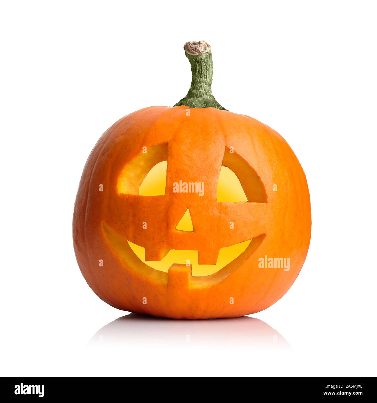 Halloween glowing Pumpkin isolated on white background Stock Photo - Alamy