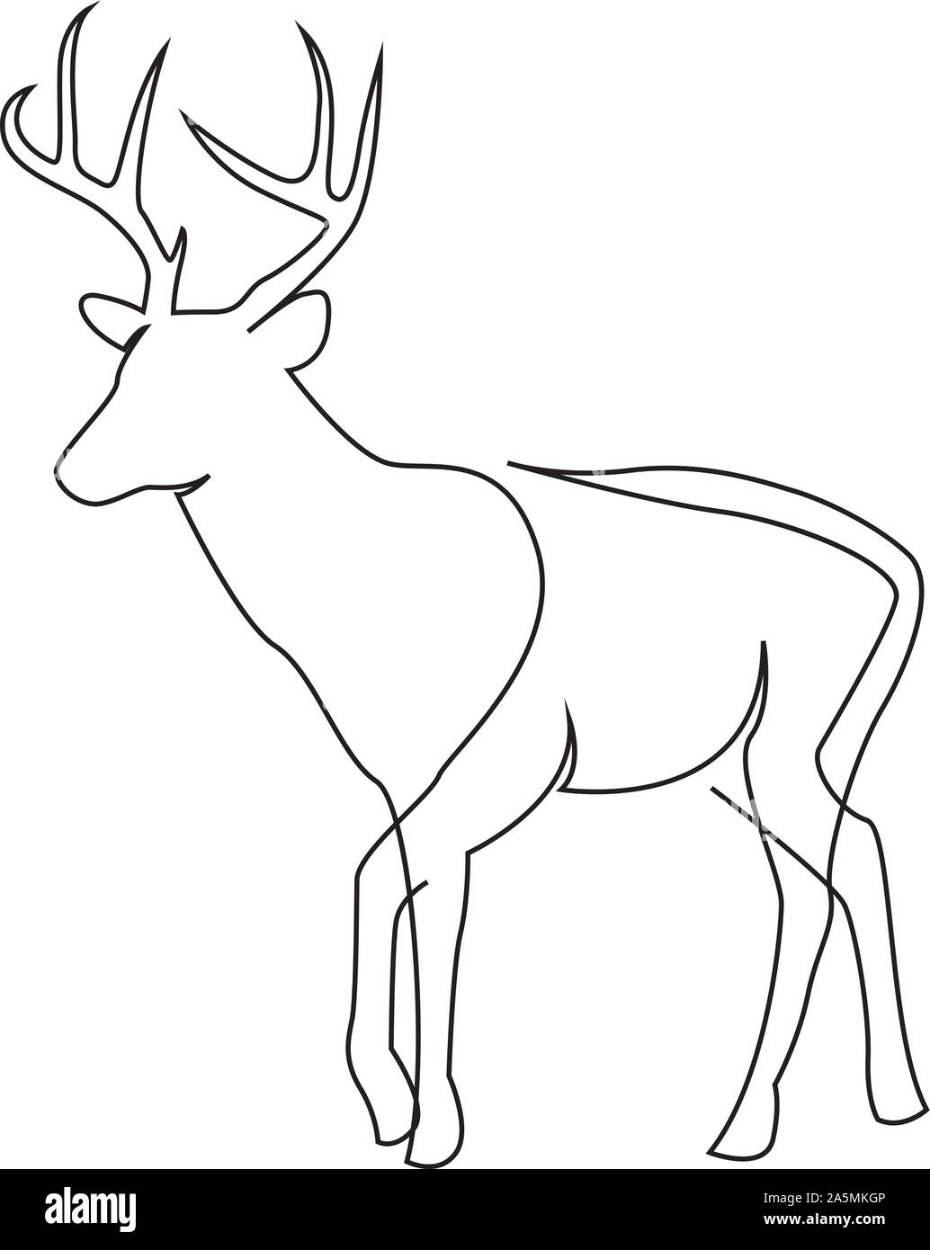 One line design silhouette of deer. Hand drawn single continuous line minimalism style vector illustration Stock Vector