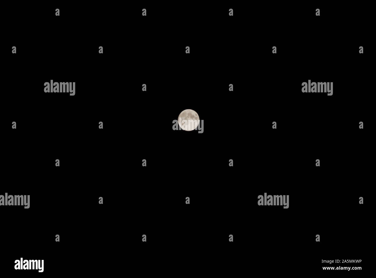 Moon in dark sky, Chalkidiki, Greece Stock Photo