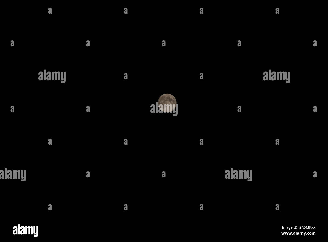 Moon in dark sky, Chalkidiki, Greece Stock Photo