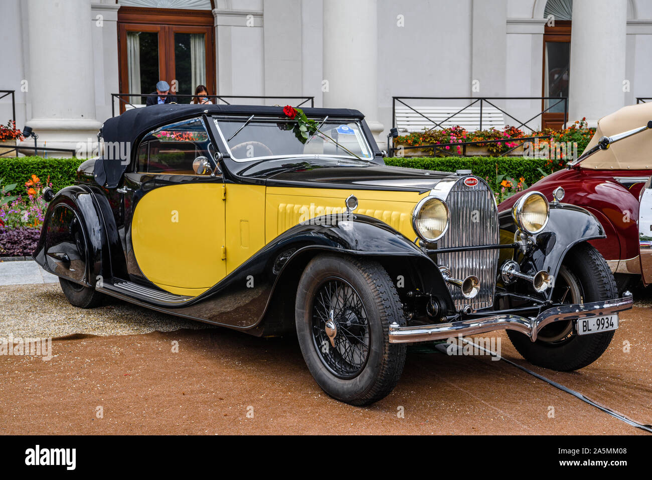 Baden Baden Germany July 19 Yellow Black Bugatti Type 57 Cabrio Roadster 1934 Oldtimer Meeting In Kurpark Stock Photo Alamy