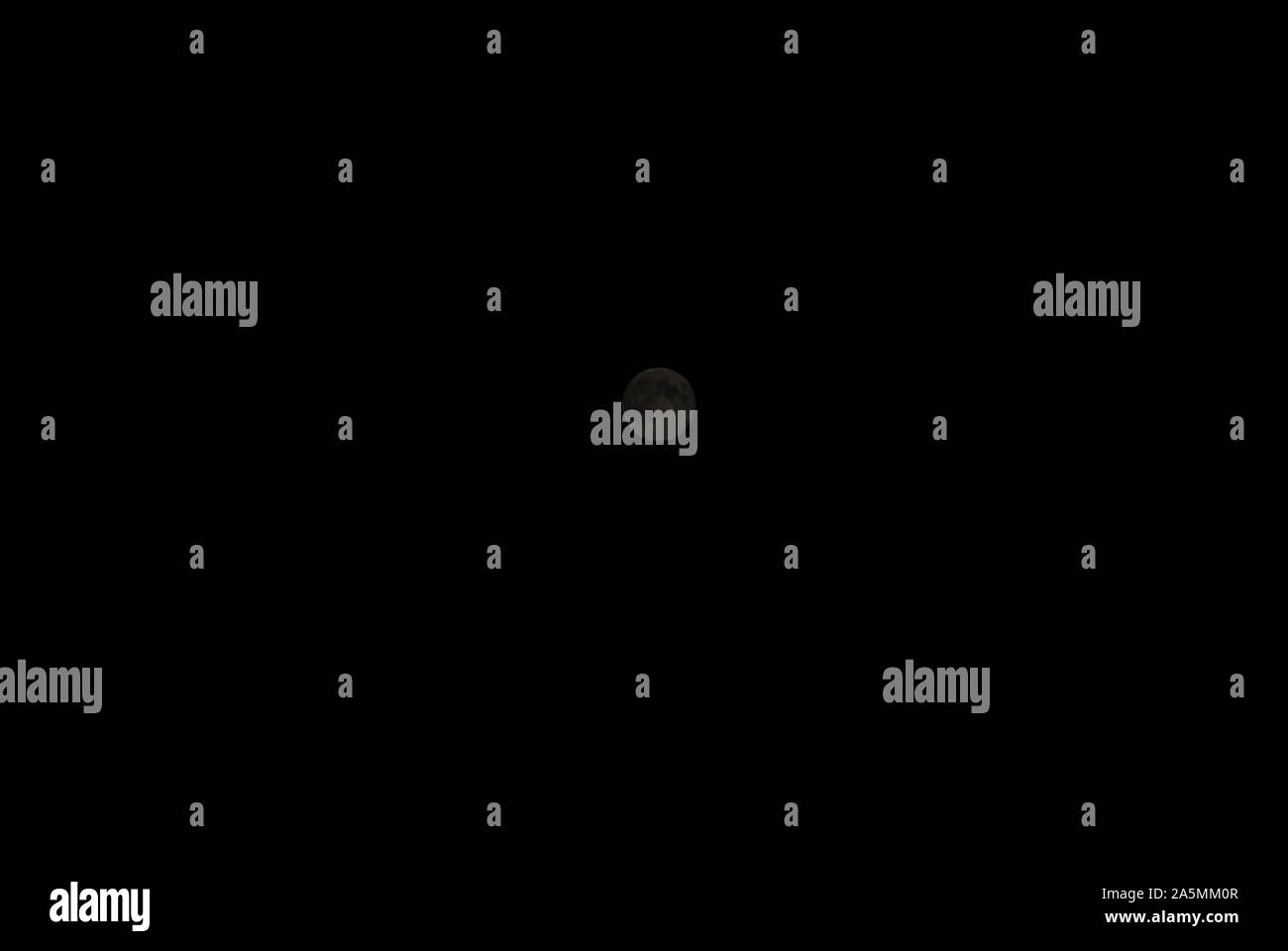 Moon in dark sky, Chalkidiki, Greece Stock Photo