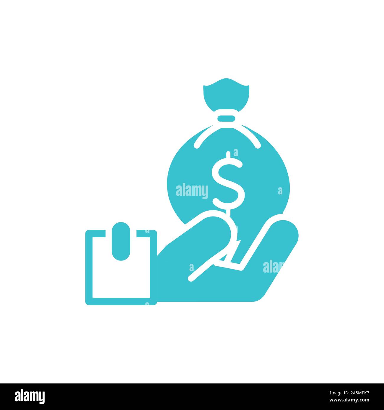 hand with money bag business finance color silhouette vector ...