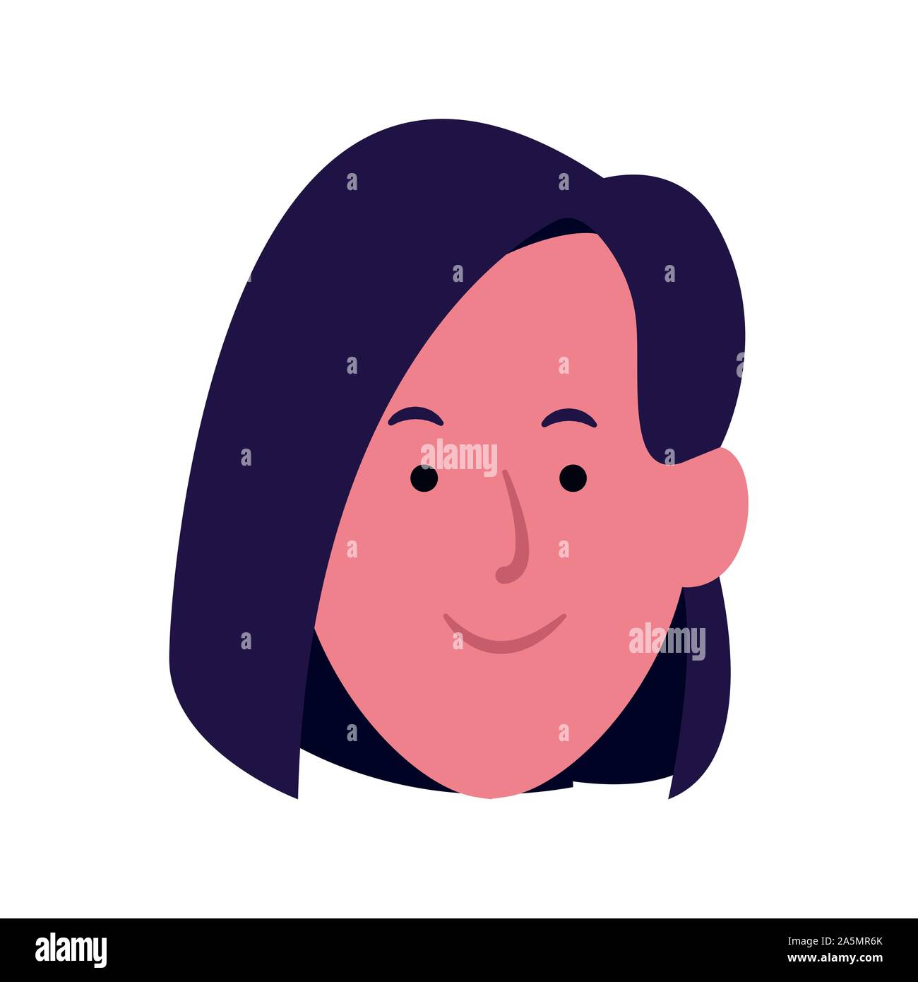 Cartoon Woman With Short Hair Icon Flat Design Stock Vector Art